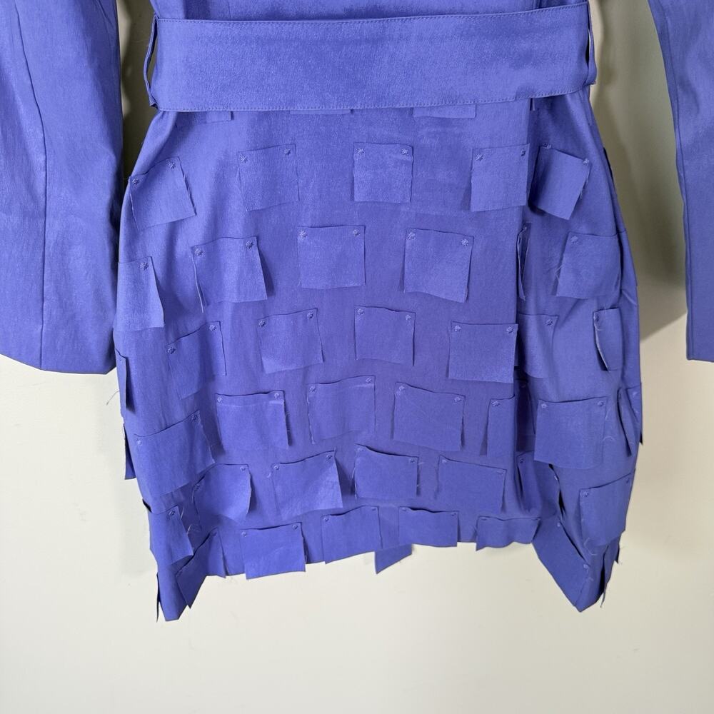 Samuel Dong Purple Ruffle Dress Women's S Full Zip Jacket Coat Belted - Picture 6 of 7